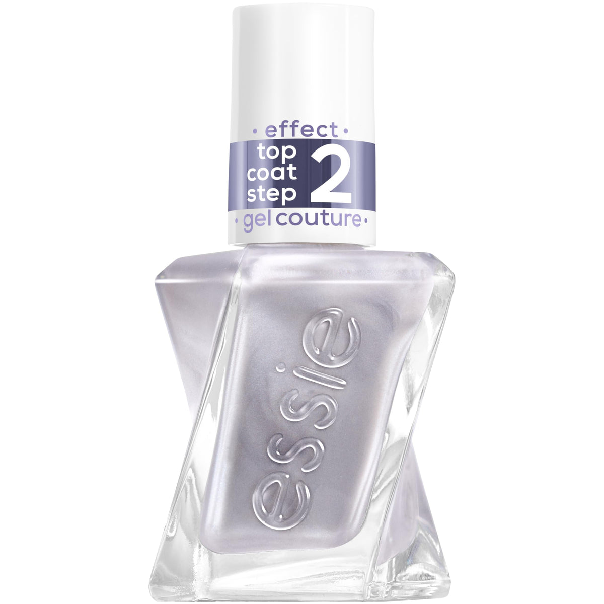 essie Glazed Chrome bottle front view showing reflective metallic finish and branding