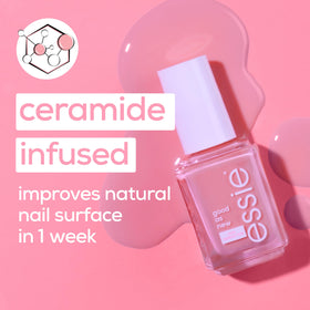 essie bottle beside everyday items showing 0.46 fl oz portable size