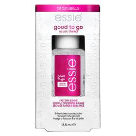 essie Good to Go front bottle showing compact travel-ready design and quick use benefit