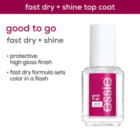 essie Good to Go glossy finish closeup highlighting mirror-like shine and polish enhancement