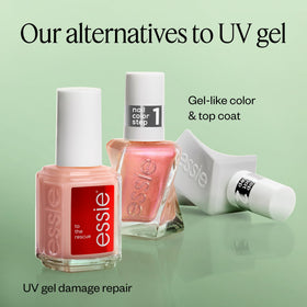 essie color with Gel Couture top coat, enhanced shine and protection
