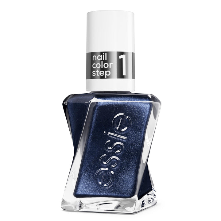 essie bottle front view showing Ice Ice Navy polish and polished finish benefit