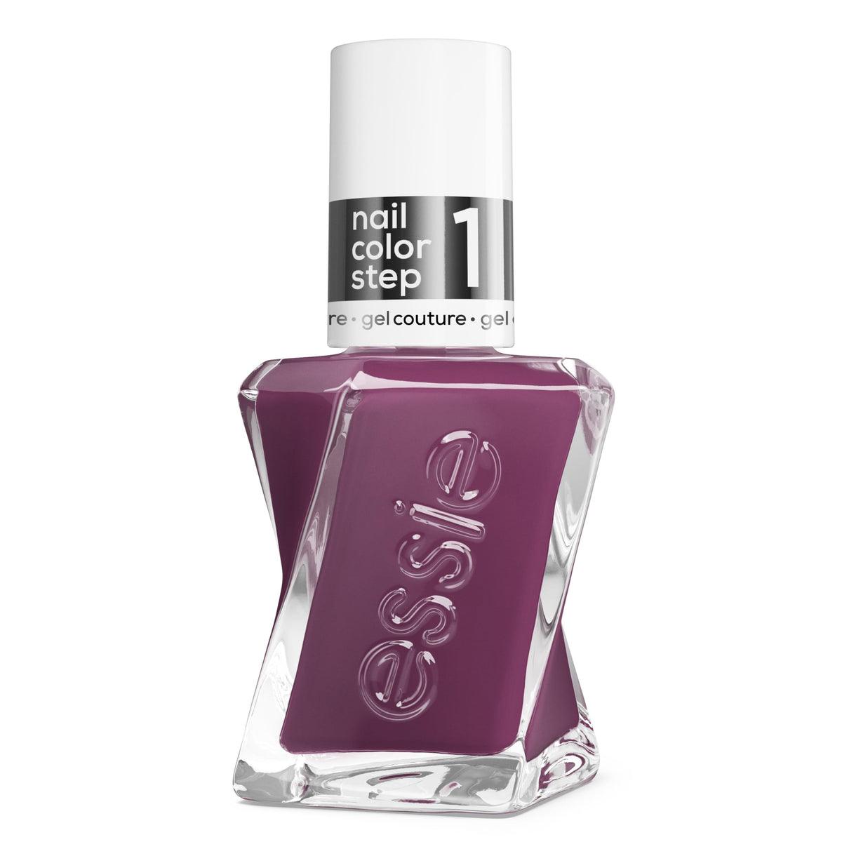 essie Museum Muse front bottle view showing deep plum color and glossy finish for long wear