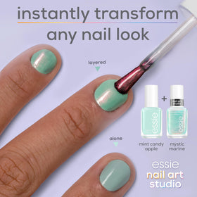 essie close-up of Mystic Marine texture highlighting duochrome shimmer benefit