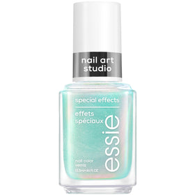 essie Mystic Marine bottle front view showing aqua chrome finish and brand appeal