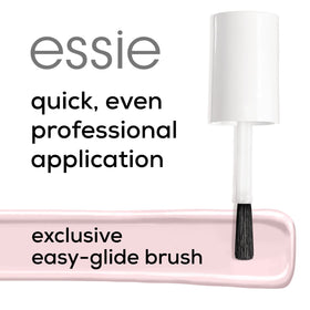 essie nail swatch on model displaying coral red manicure with luminous shine