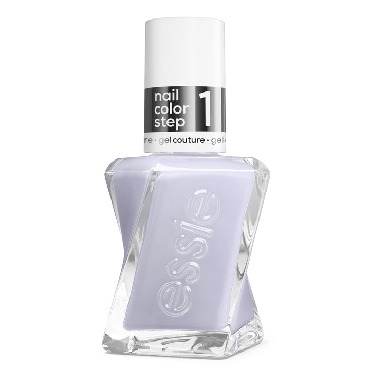 essie bottle front showing Perfect Posture periwinkle shade and label for clear identification and color preview