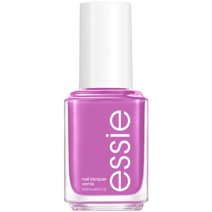 essie bottle front packaging showing Play Date purple and glossy finish benefit
