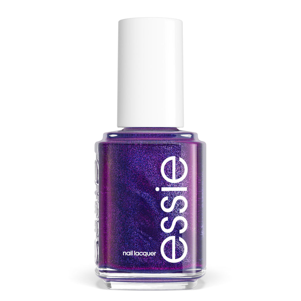 essie Prima Plum front bottle showing iridescent purple finish and brand clarity