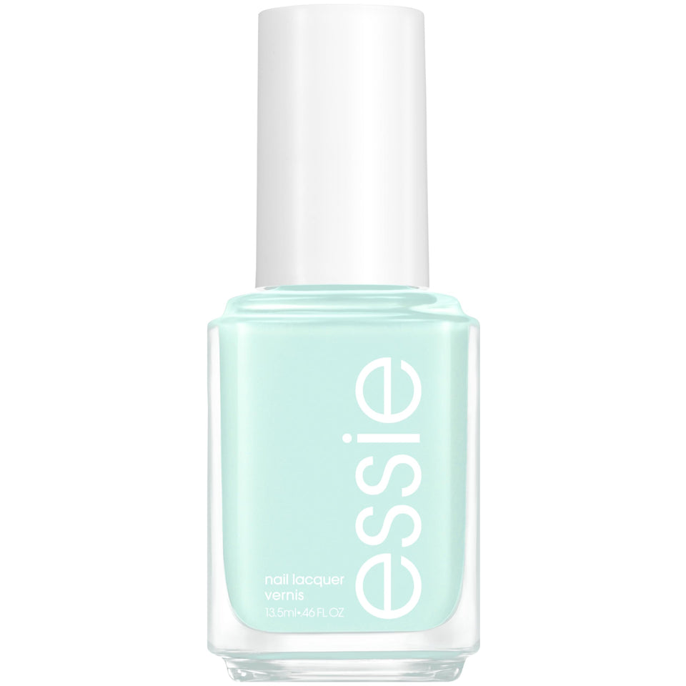 essie front bottle showing mint green shade and glossy finish benefit: instant color recognition