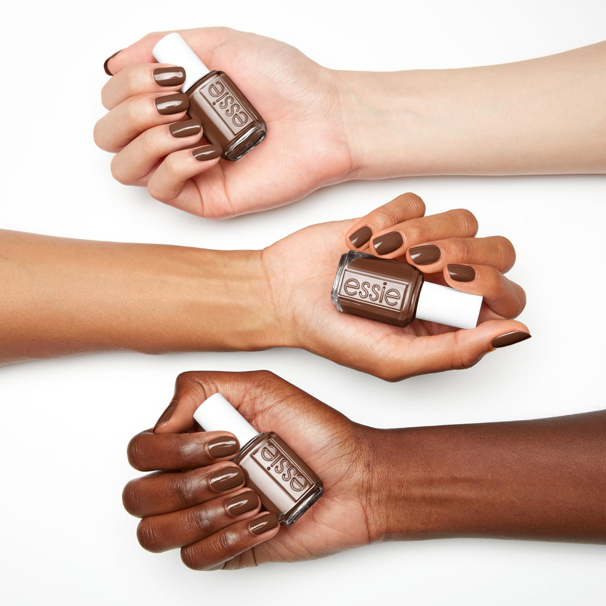 essie bottle label detail highlighting product name and vegan formula benefit