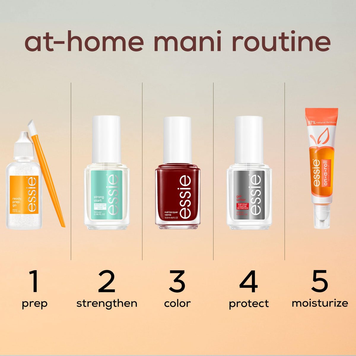 essie Boho Rodeo collection flatlay showing coordinating neutral shades benefit