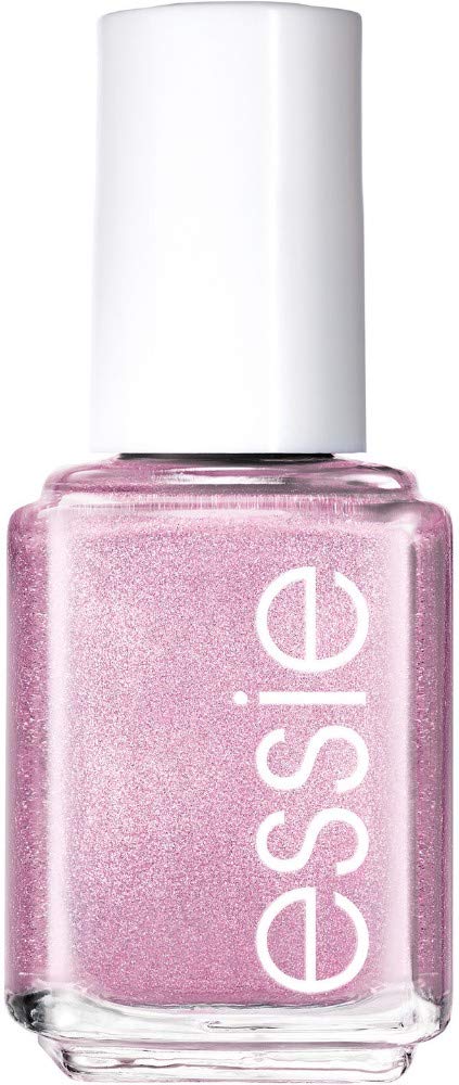 essie bottle front view showing metallic pink shade and glossy benefit