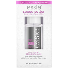 essie Speed.Setter front bottle showing clear top coat and label benefits