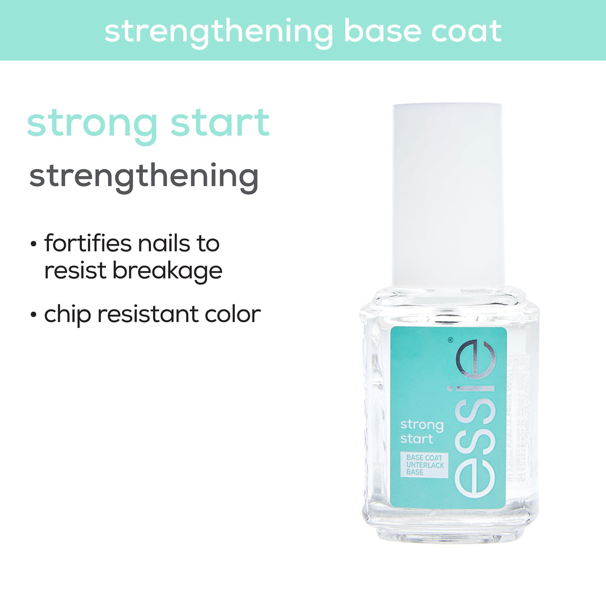 essie base coat on natural nail close-up improving strength and reducing peeling