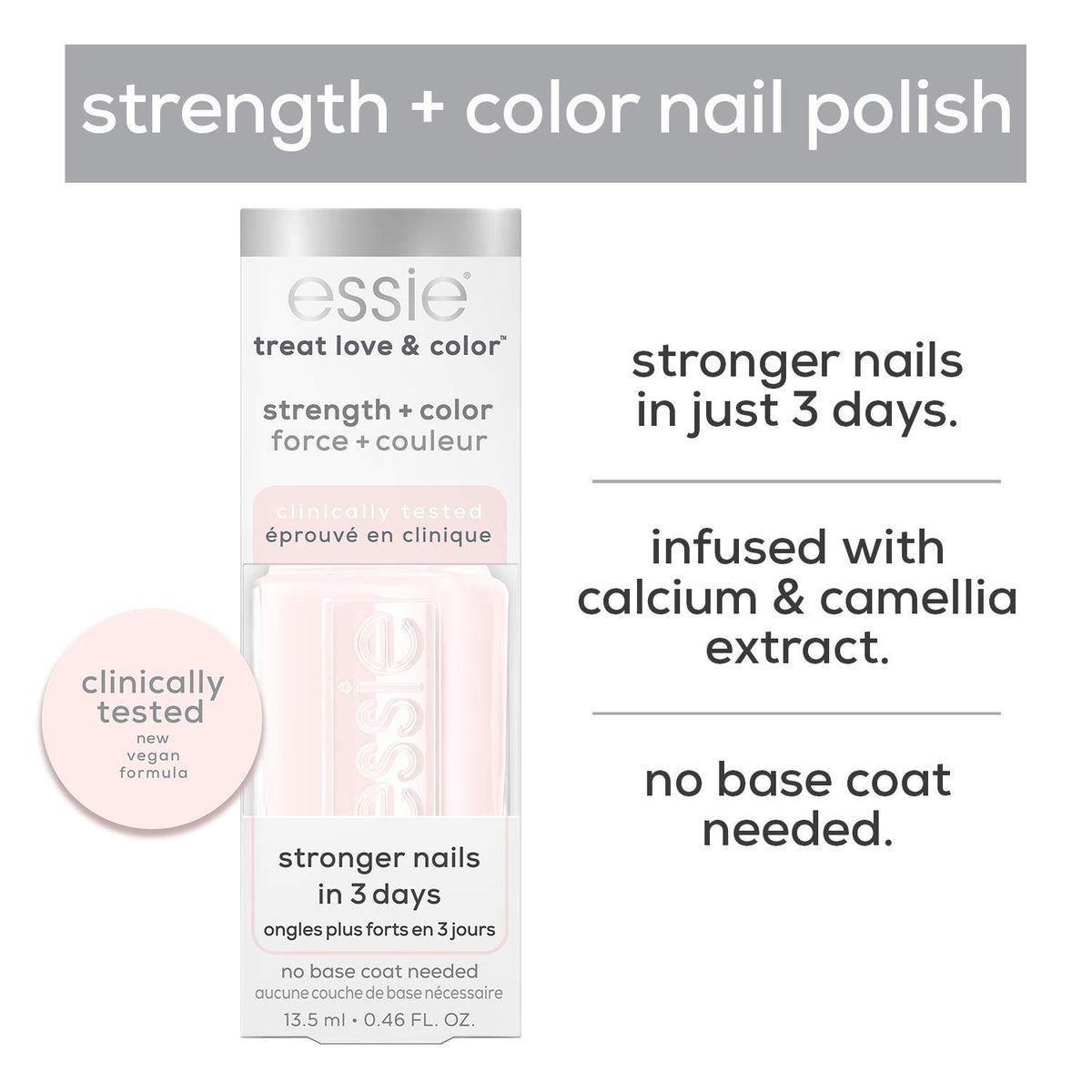 essie swatch on nail wheel demonstrating sheer pink coverage benefit