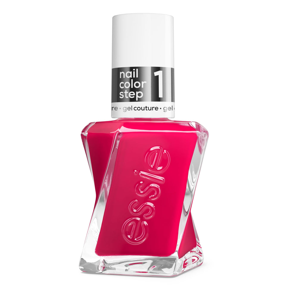 essie bottle front view showing vivid fuchsia color and label benefit longwear