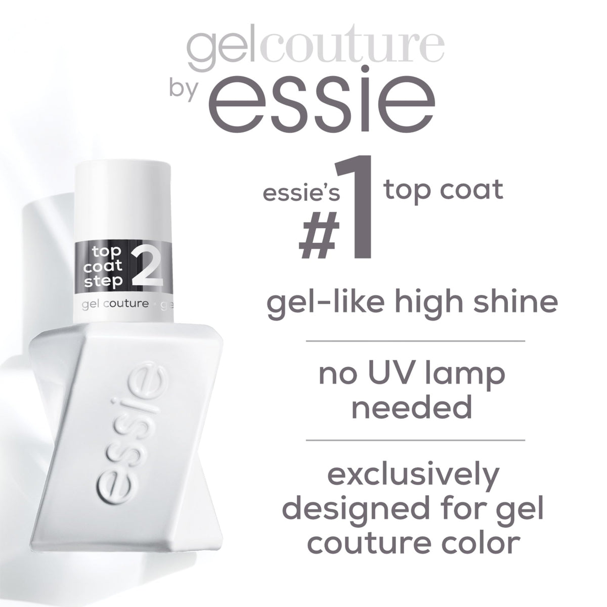 essie top coat texture swatch demonstrating high-gloss surface benefit
