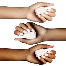 essie painted fingernails swatch showing neutral ivory that flatters skin