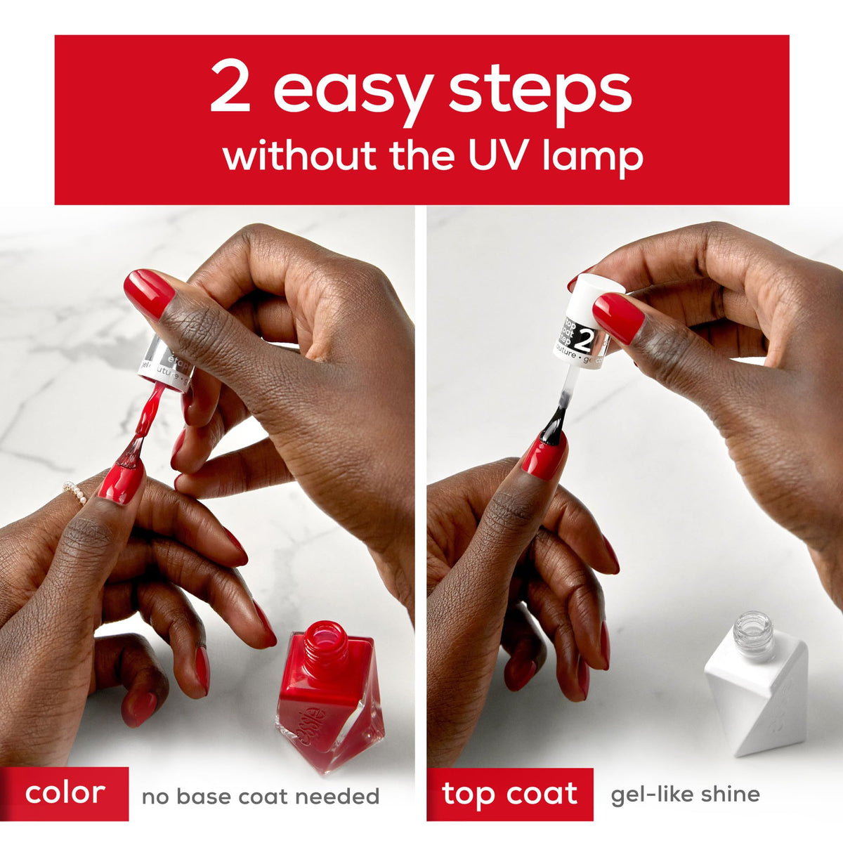 essie polished nails in lifestyle shot showing long-lasting shine
