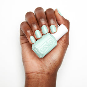 essie with topcoat and cuticle oil styled shot showing pairing for durability benefit: longer-lasting shine