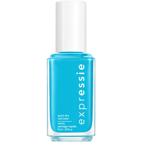 essie front packaging showing bright blue shade and quick-dry benefit