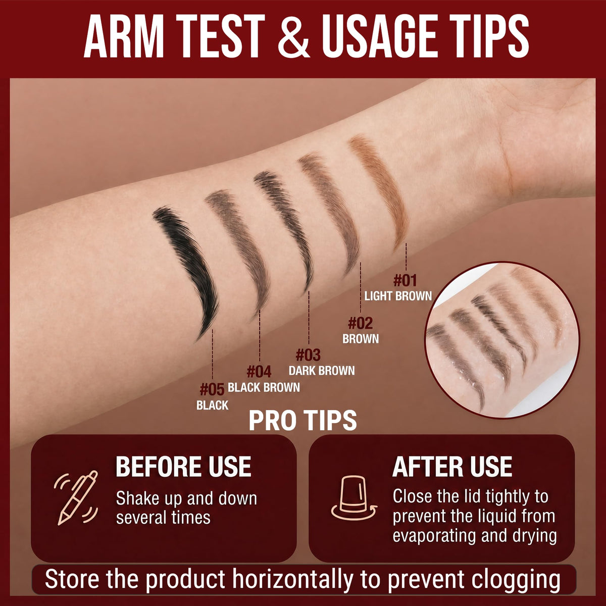 Essorall swatch strip of five shades to match hair colors