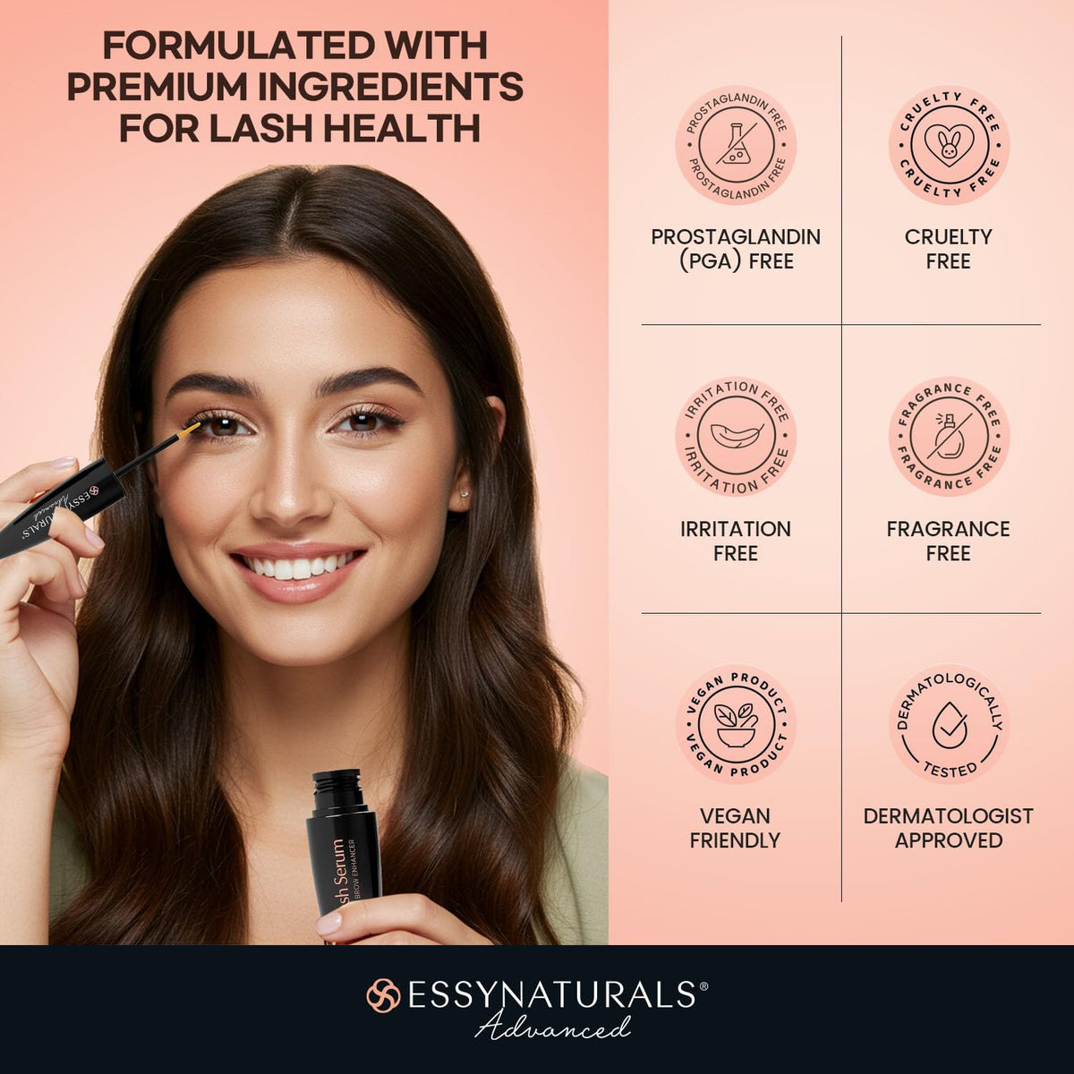 EssyNaturals label ingredients view highlighting gentle components for sensitive eyes