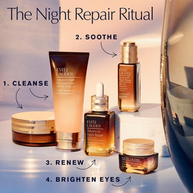 Estée Lauder bathroom setting with cleanser indicating routine-ready convenience