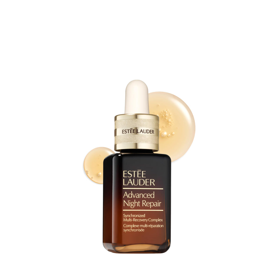 Estée Lauder front bottle view showing sleek packaging and anti-aging benefits