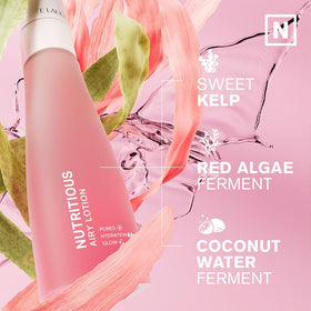 Estée Lauder airy lotion 3.4 ounce size comparison to a hand to indicate scale and portability