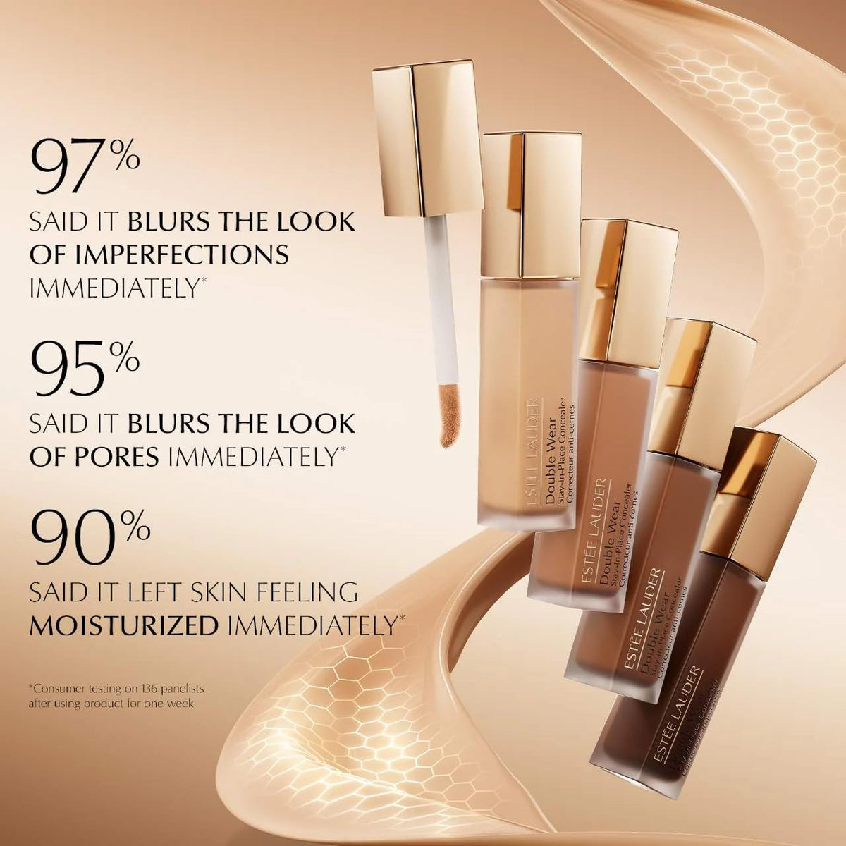 Estée Lauder applicator micro point tip reaching small areas for targeted coverage