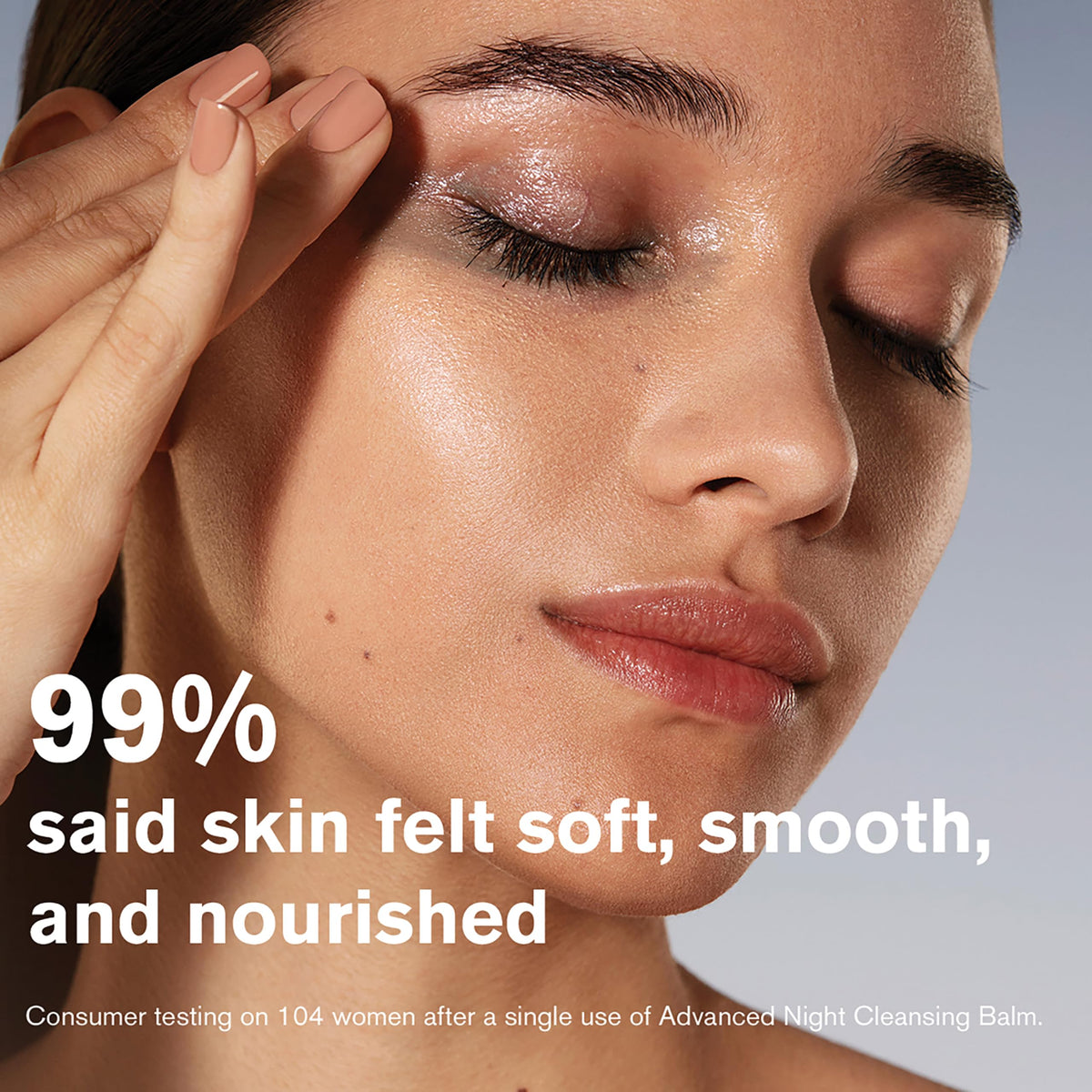 Estée Lauder balm-to-oil demonstration on skin showing makeup dissolving effectively