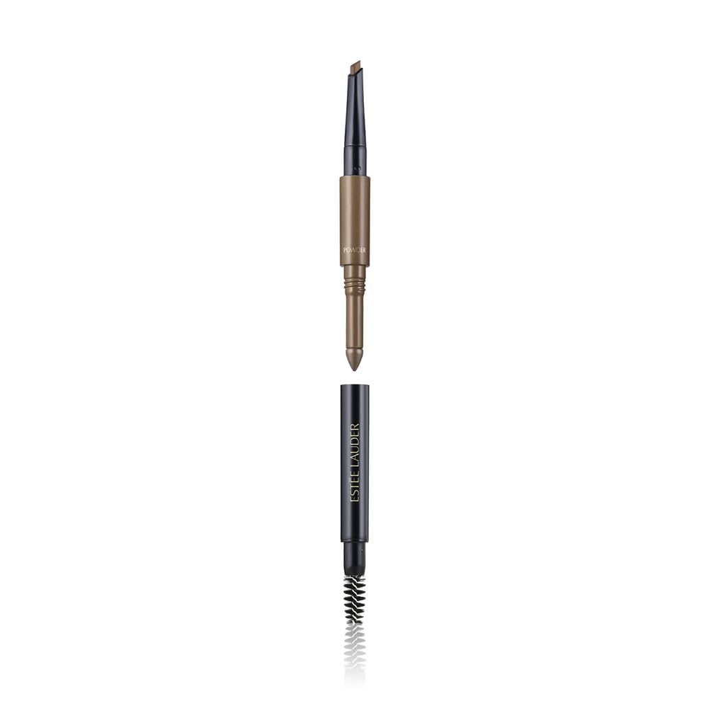 Estée Lauder front view of 3-in-1 brow tool showing compact design and shade