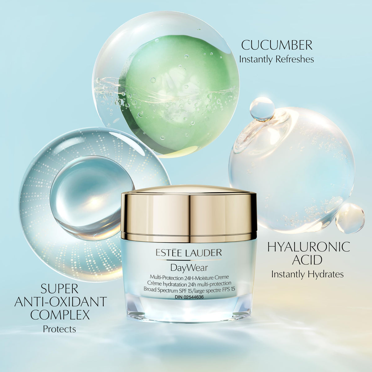 Estée Lauder cream in hand showing 1.7 oz scale for size and travel planning