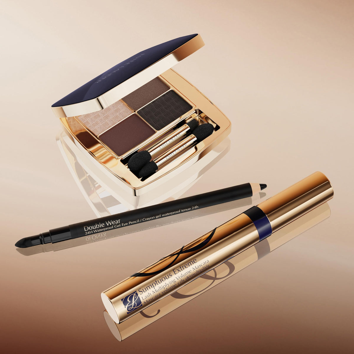 Estée Lauder eyeliner applied on model demonstrating intense black definition all-day benefit