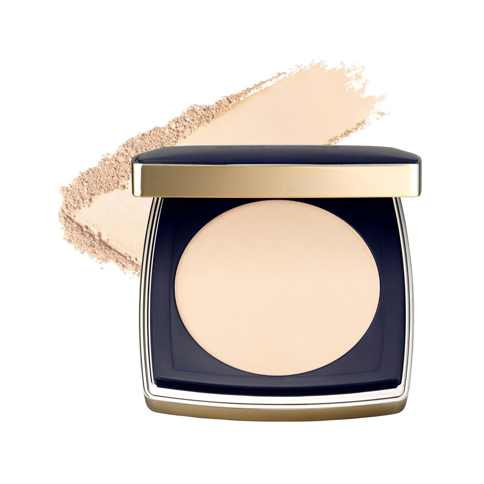 Estée Lauder compact front view showing sleek packaging and brand luxury benefit