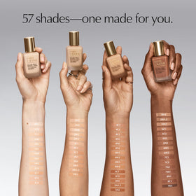 Estée Lauder foundation in a travel bag showing portability and longwear benefit