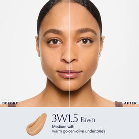 Estée Lauder bottle open pouring foundation for controlled application