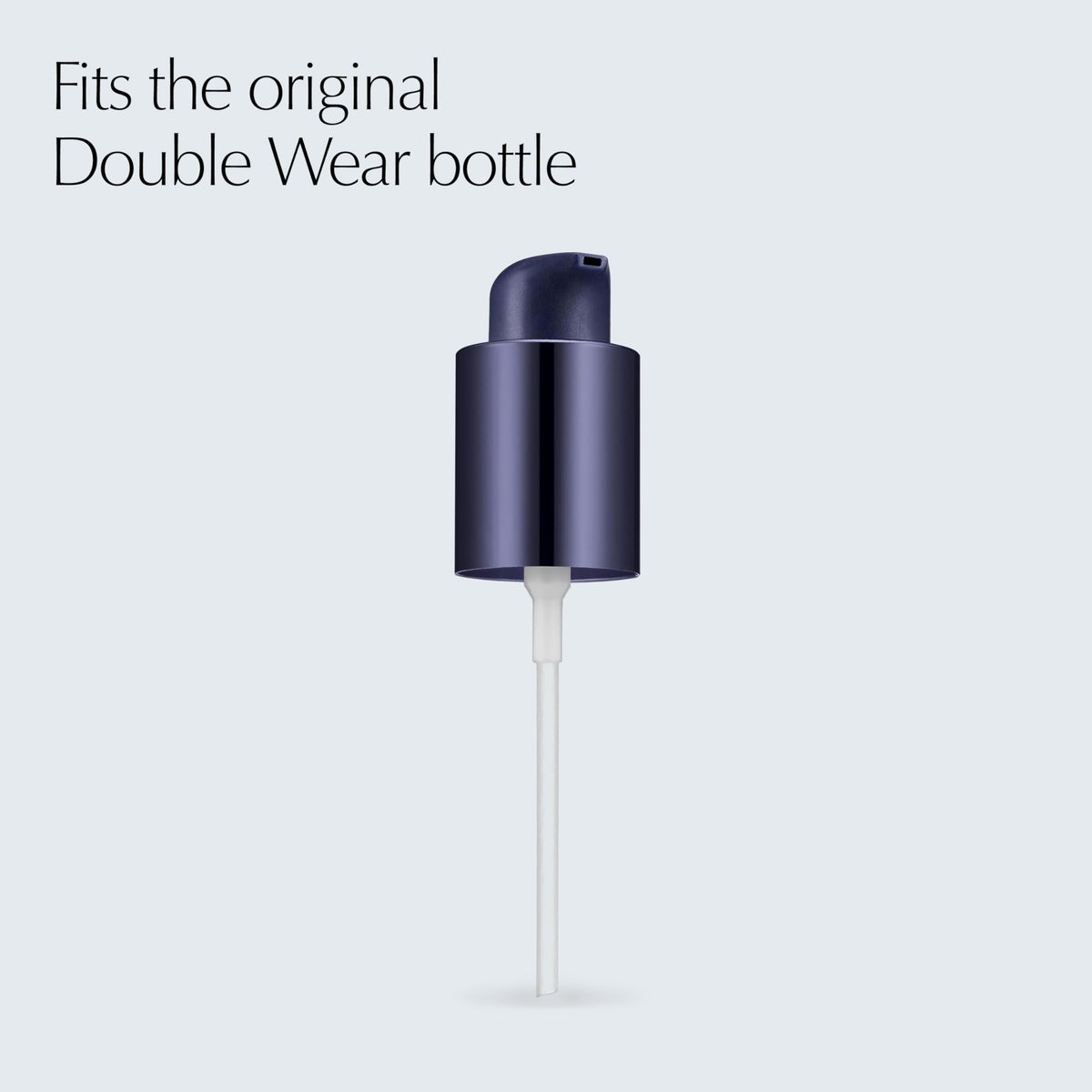 Estée Lauder pump dispensing foundation onto fingertips for controlled, waste-reducing coverage