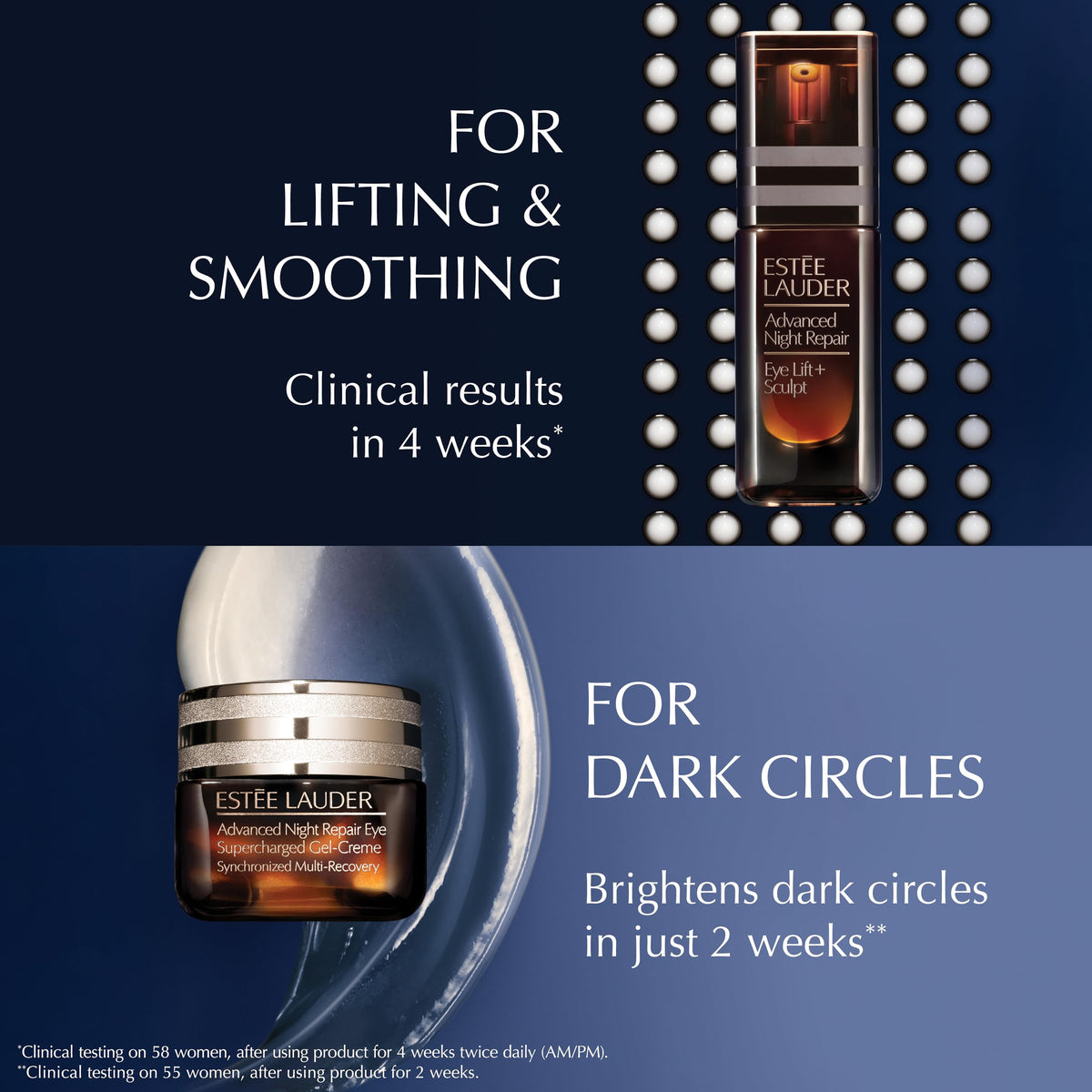 Estée Lauder packaging label closeup showing ingredient and claim clarity
