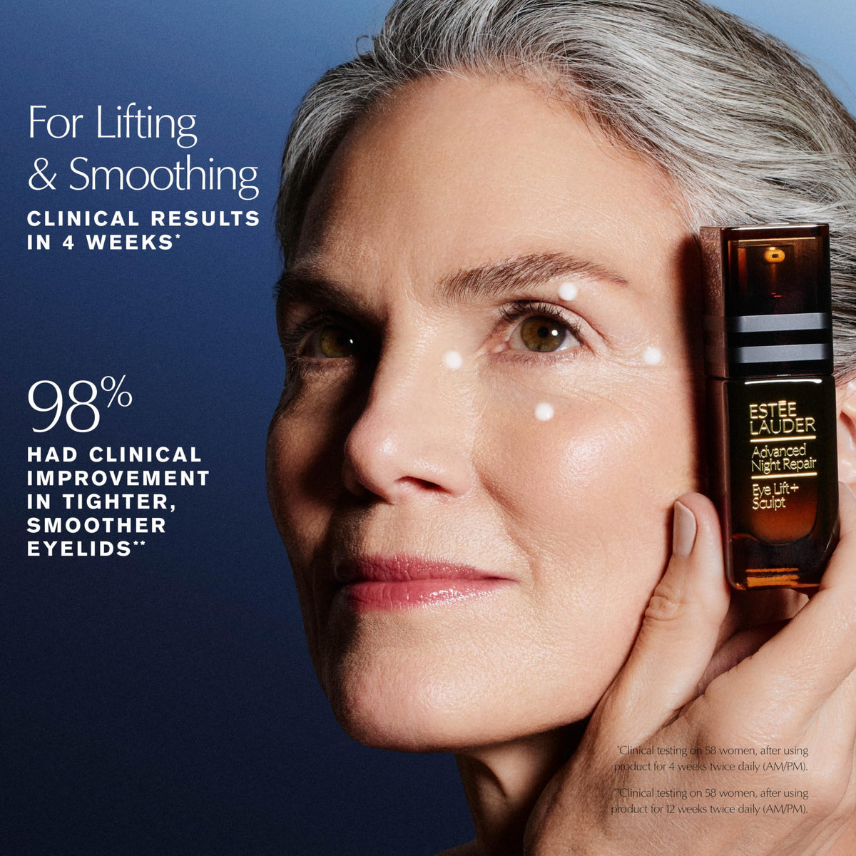 Estée Lauder product next to ruler showing 0.5 fl oz scale and travel-friendly size