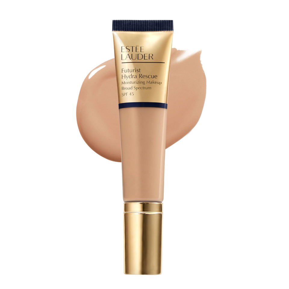 Estée Lauder front bottle showing SPF 45 and shade labeling for quick recognition and protection