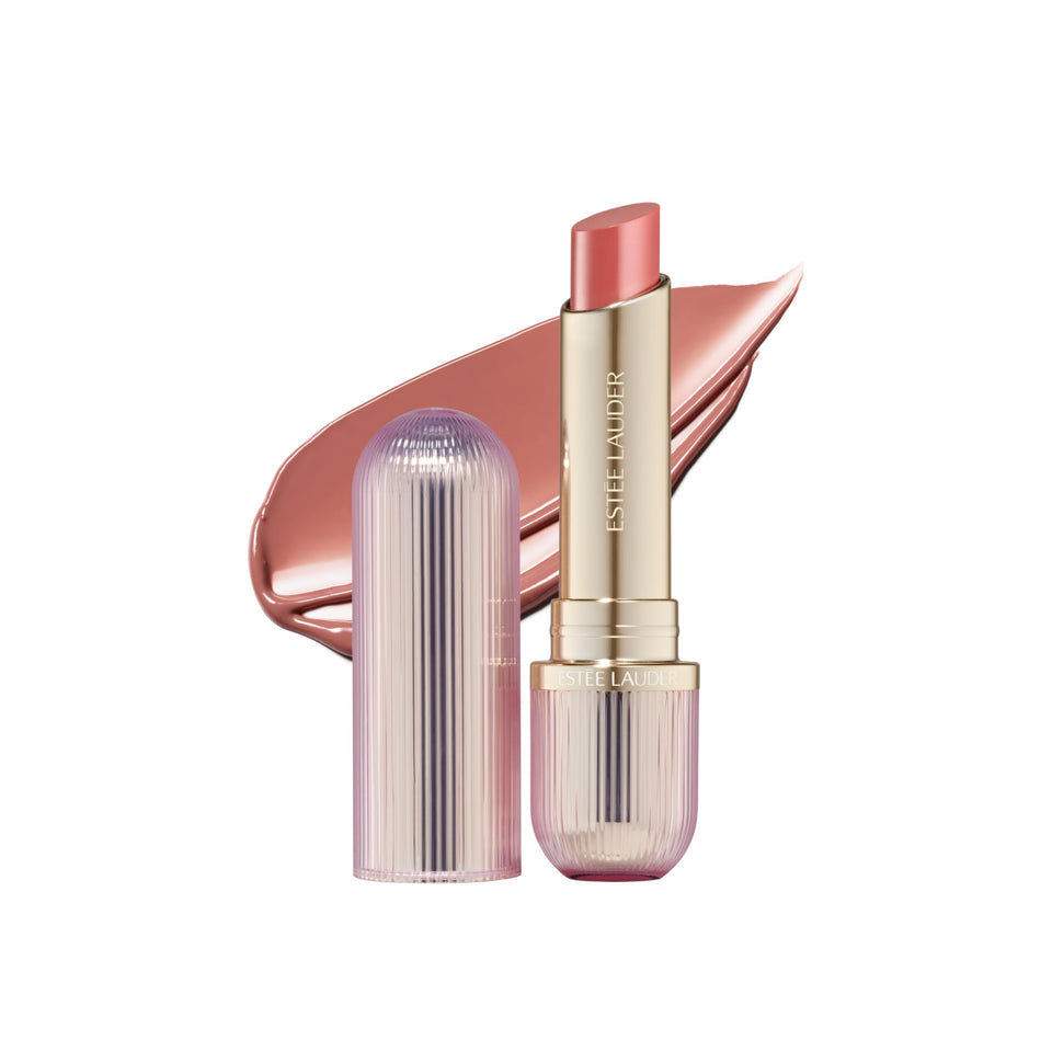 Estée Lauder front packaging showing shade 708 Rosewood Rescue and glossy finish benefit