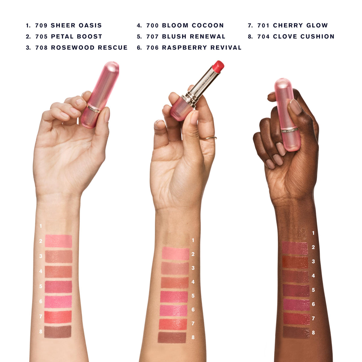 Estée Lauder close-up of glossy balm texture demonstrating hydrating, non-sticky finish