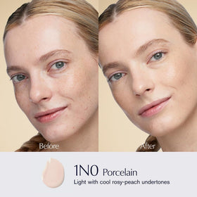 Estée Lauder pump dispensing foundation, precise application and convenience benefit