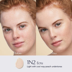 Estée Lauder pump dispensing foundation for precise application and less waste benefit