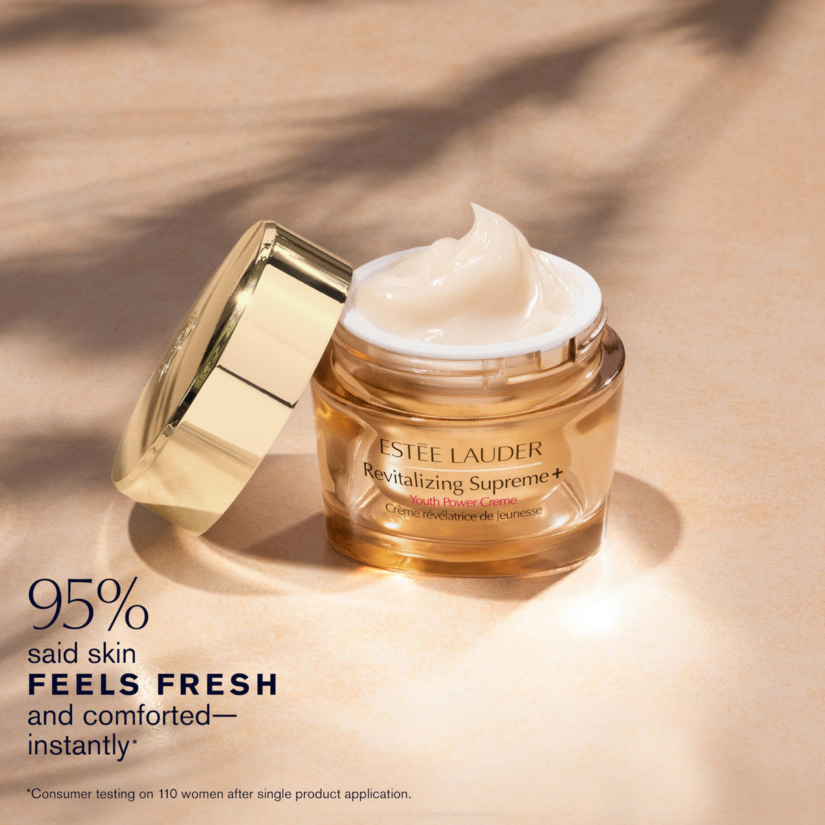 Estée Lauder open jar revealing cream interior and nourishing richness benefit