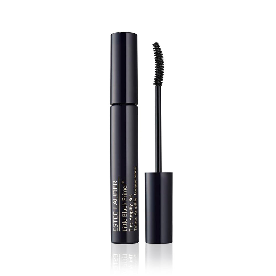 Estée Lauder front packaging of Little Black Primer showing compact 0.2 fl oz and brand benefit