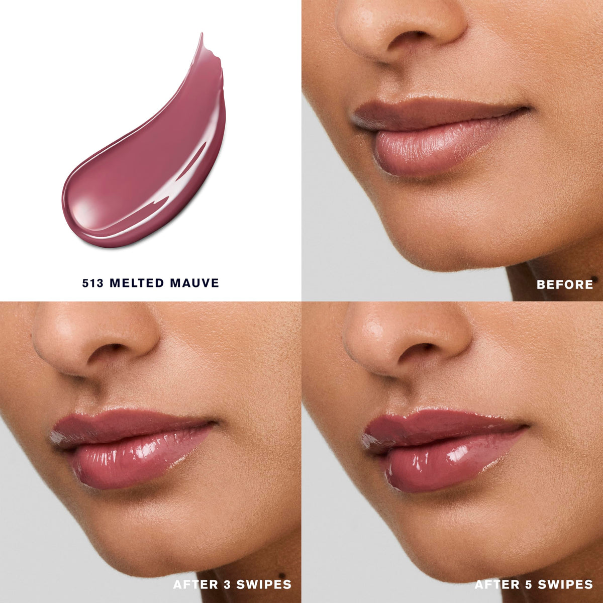 Estée Lauder close-up of melt-on glosstick texture showing smooth glide benefit